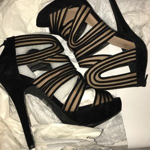 Sexy Black Just Fab Strappy Stiletto Heels 8 NIB